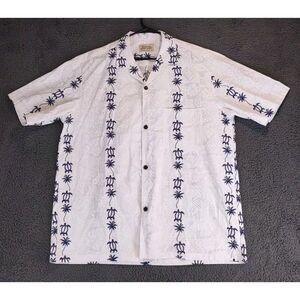 Royal Creations Hawaiian Shirt Mens XL White Short Sleeve Sea Turtles Palm Trees